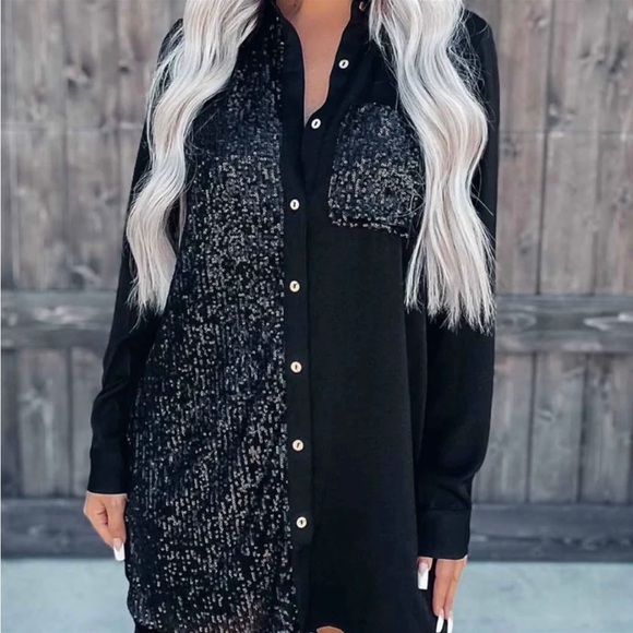 Size Small, Melarey Boutique Satin, sequined dress. - Picture 1 of 5